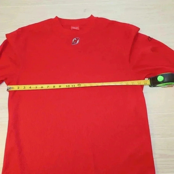 Reebok Face Off Collection New Jersy Devils Long Sleeve Waffle Knit Shirt Size L - Picture 2 of 9